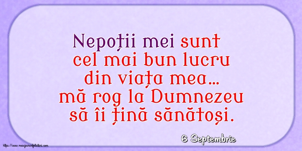 Felicitari de 6 Septembrie - 6 Septembrie - Nepoții mei sunt cel mai bun lucru din viața mea…