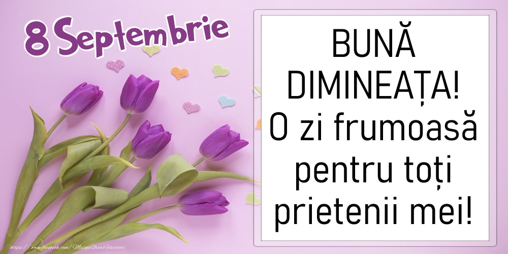 8 Septembrie - BUNĂ DIMINEAȚA! O zi frumoasă pentru toți prietenii mei!