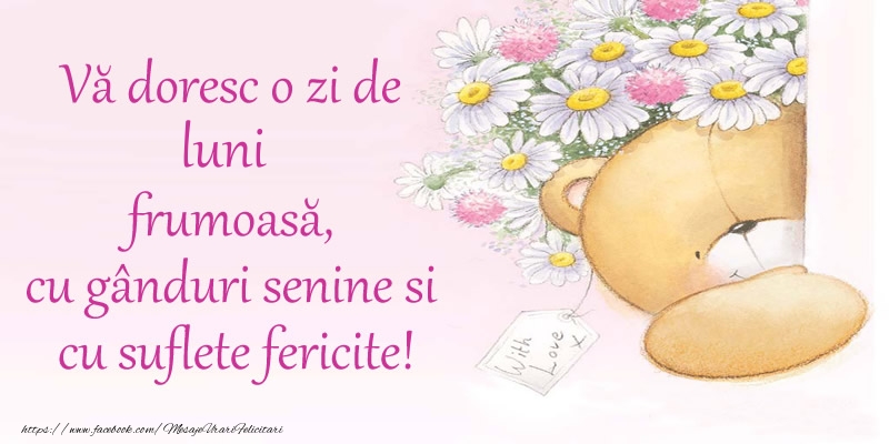 Vă doresc o zi de luni frumoasă, cu gânduri senine si cu suflete fericite!