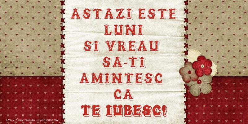 ASTAZI ESTE luni SI VREAU SA-TI AMINTESC CA TE IUBESC!