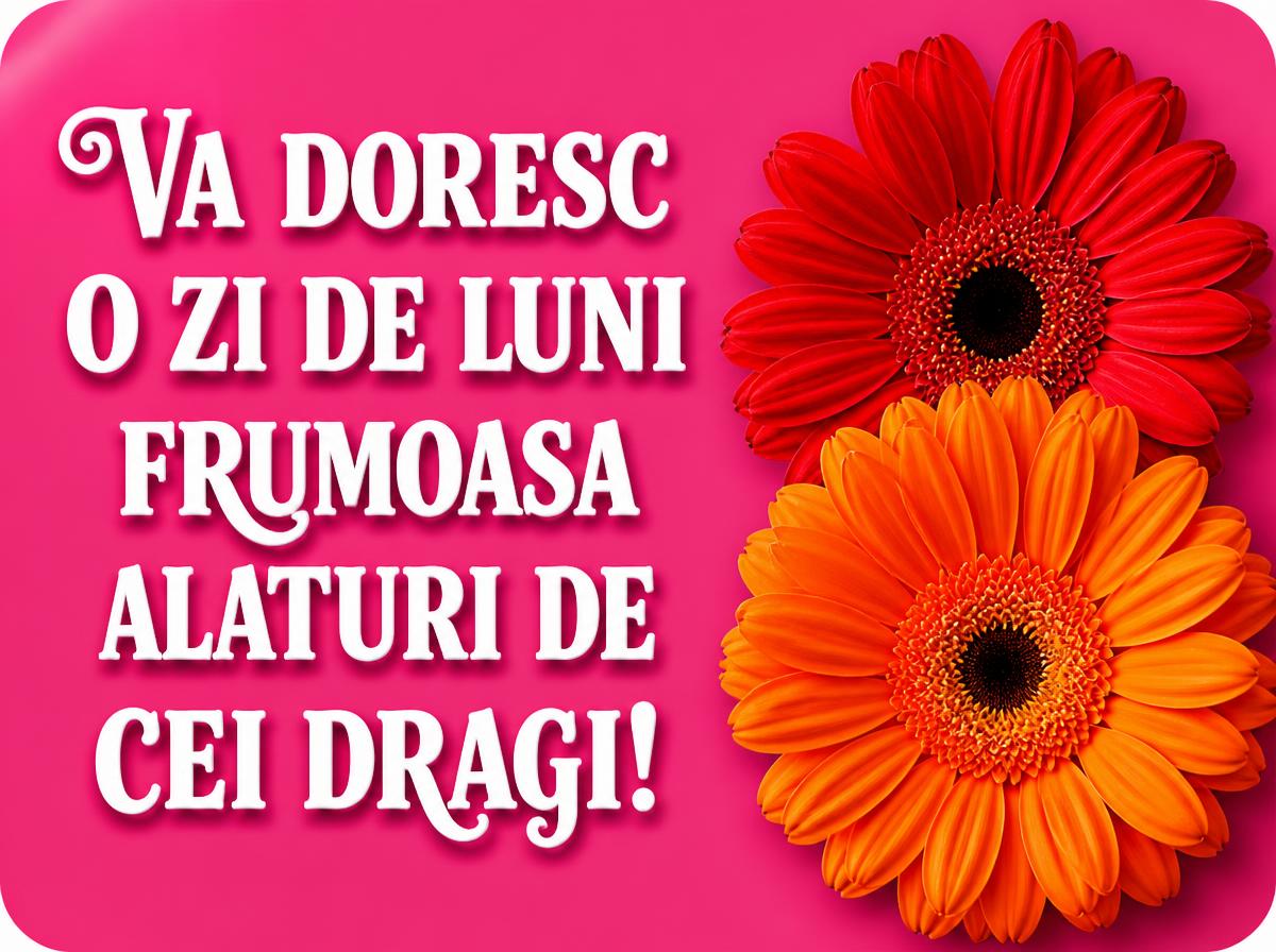 Va doresc o zi de luni frumoasa alaturi de cei dragi!