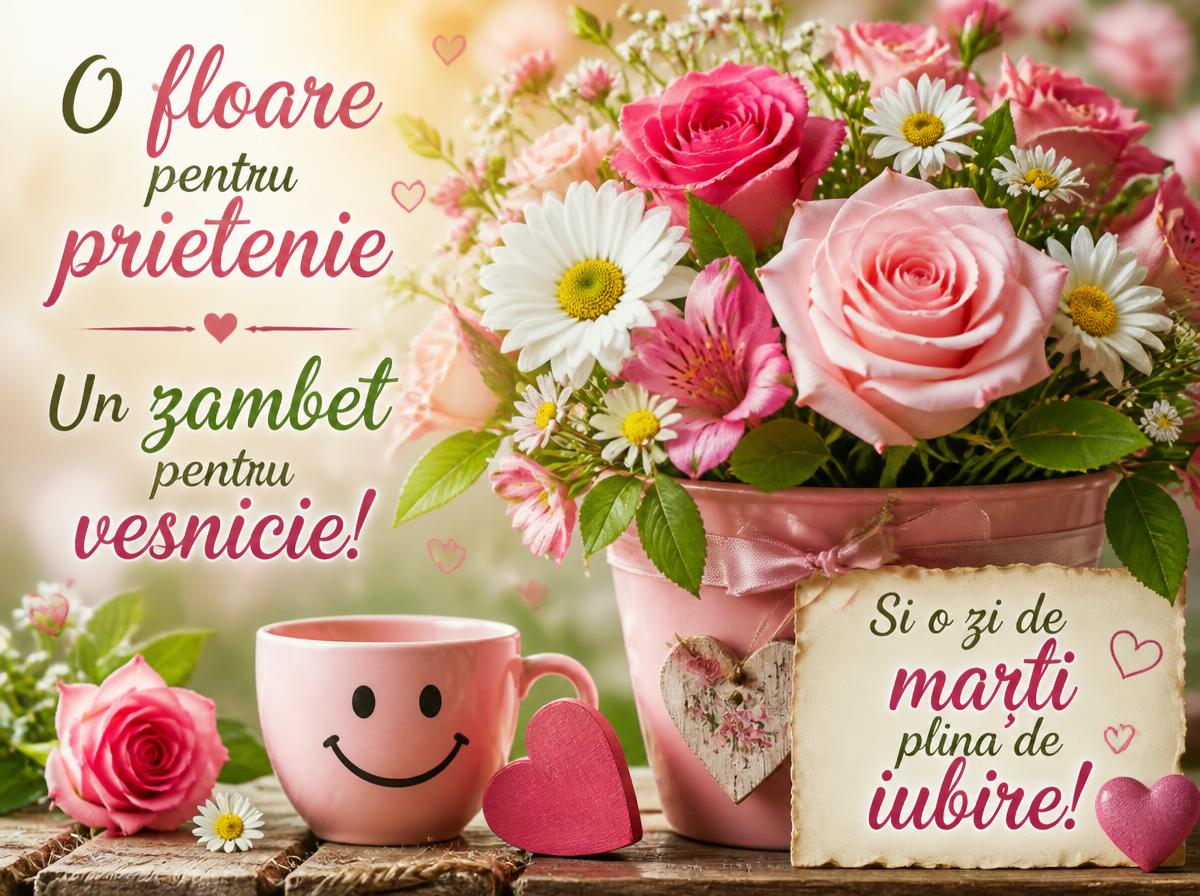 O floare pentru prietenie Un zambet pentru vesnicie! Si o zi de marți plina de iubire!
