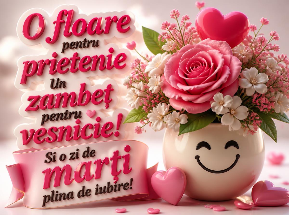 O floare pentru prietenie Un zambet pentru vesnicie! Si o zi de marți plina de iubire!