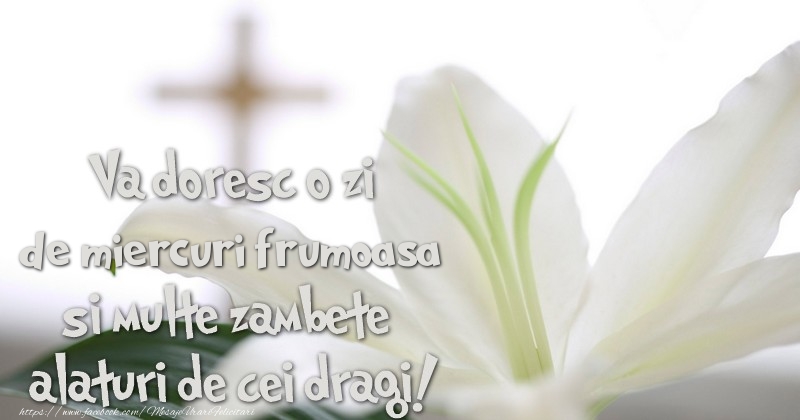 Va doresc o zi de miercuri frumoasa si multe zambete alaturi de cei dragi!