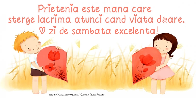 Prietenia este mana care sterge lacrima atunci cand viata doare. O zi de sambata excelenta!