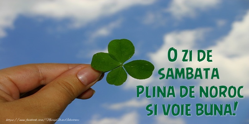 O zi de sambata plina de noroc si voie buna!